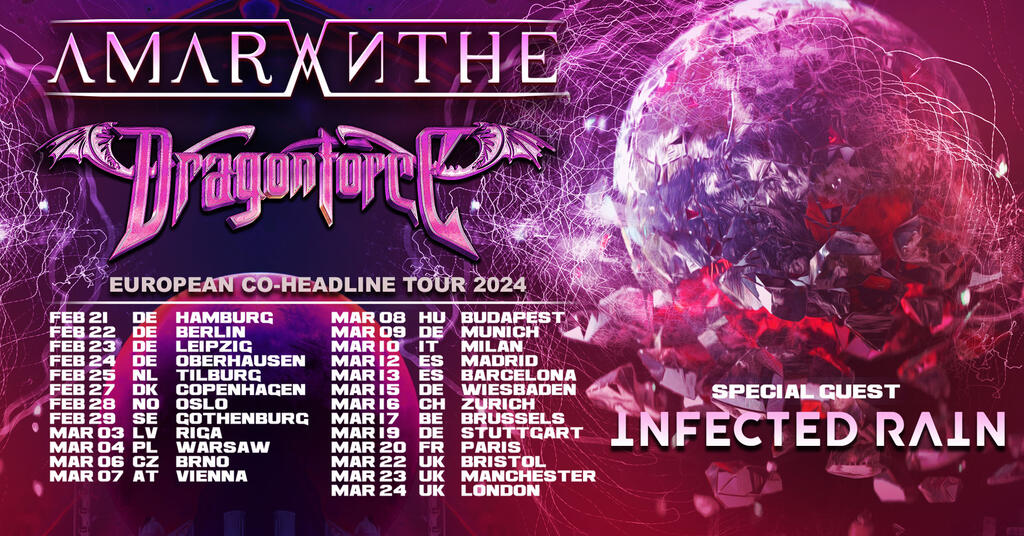AMARANTHE & DRAGONFORCE EUROPEAN COHEADLINE TOUR 2024 Tickets www